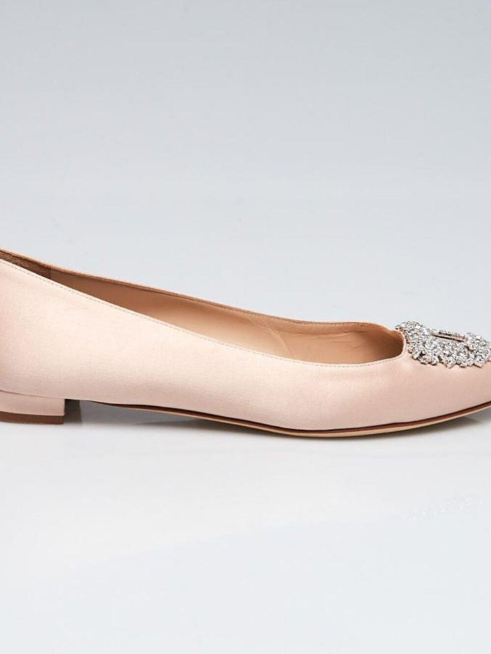 Manolo Blahnik Hangisi Ballet Flats Light Pink Satin EU 37.5